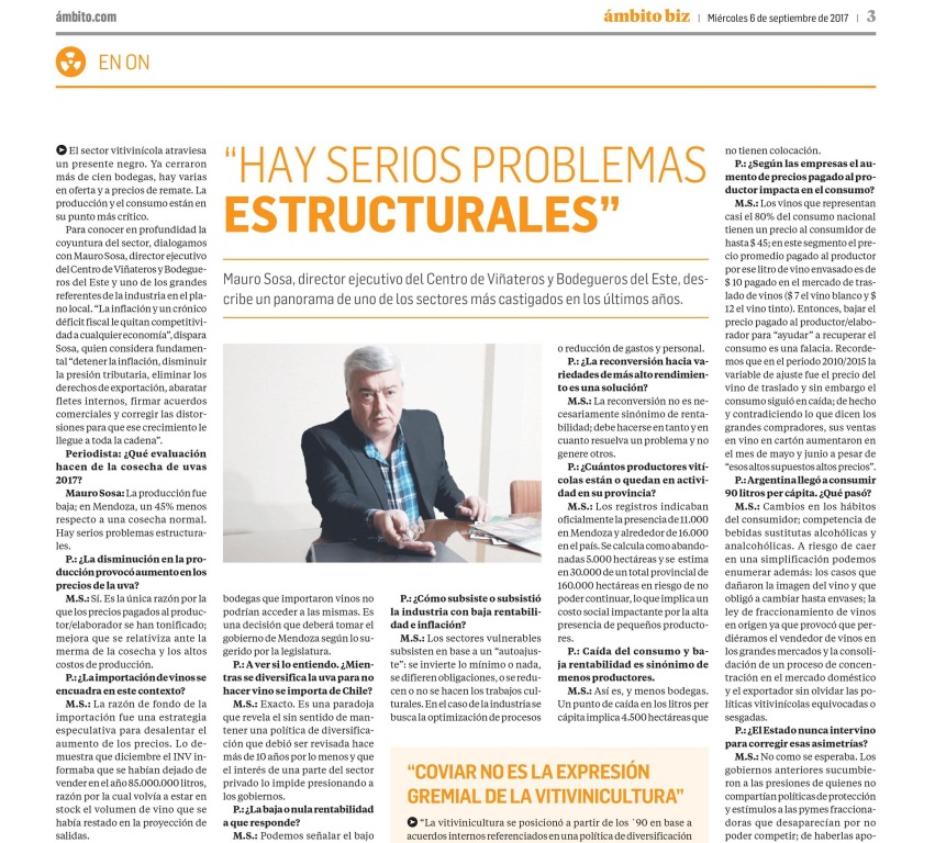 Foto para: Entrevista realizada por Ambito Financiero
